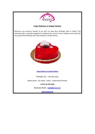 Cake Delivery in Dubai Online