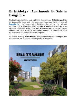 Birla Alokya | Apartments for Sale in Bangalore