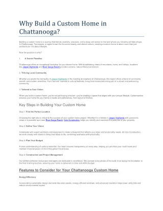 why build a custom home in chattanooga