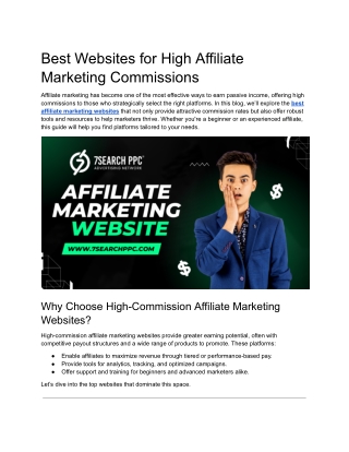 Best Websites for High Affiliate Marketing Commissions