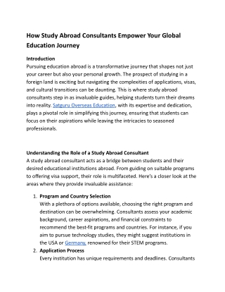 How Study Abroad Consultants Empower Your Global Education Journey