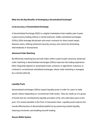 what are the key benefits of developing