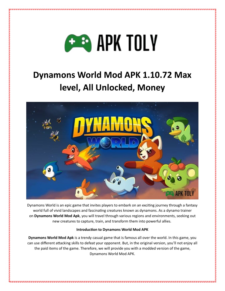 dynamons world mod apk 1 10 72 max level