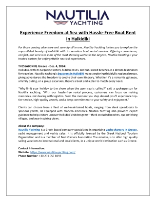 Experience Freedom at Sea with Hassle-Free Boat Rent in Halkidiki