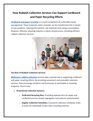 How Rubbish Collection Services Can Support Cardboard and Paper Recycling Efforts