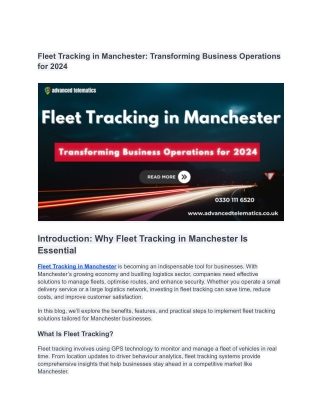 fleet tracking in manchester transforming