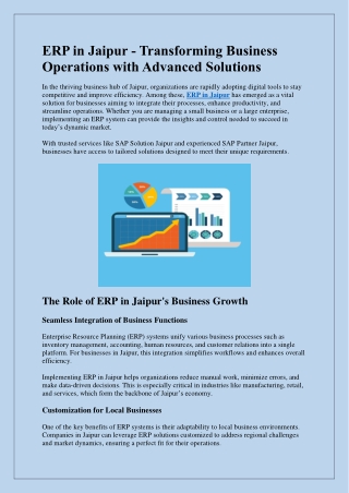 erp in jaipur transforming business operations