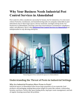 Industrial Pest Control Services in Ahmedabad