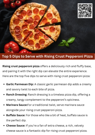 Top 5 Dips to Serve with Rising Crust Pepperoni Pizza