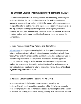 Top 10 Best Crypto Trading Apps for Beginners in 2024