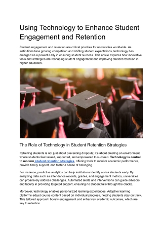 Using Technology to Enhance Student Engagement and Retention