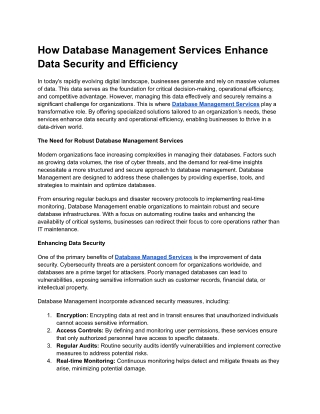 Database Management Services