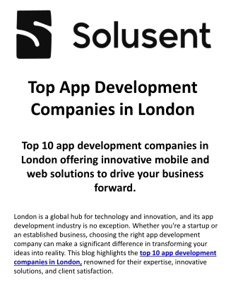 Top-Rated App Development Company in London - Build Your Future