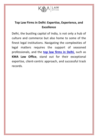 Top Law Firms in Delhi Expertise, Experience, and Excellence