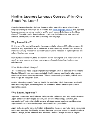 Hindi vs Japanese Language Courses Which One Should You Learn