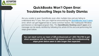 quickbooks won t open error troubleshooting steps to easily dismiss