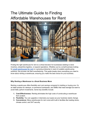 The Ultimate Guide to Finding Affordable Warehouses for Rent