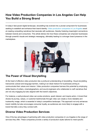 How Video Production Companies in Los Angeles Can Help You Build a Strong Brand