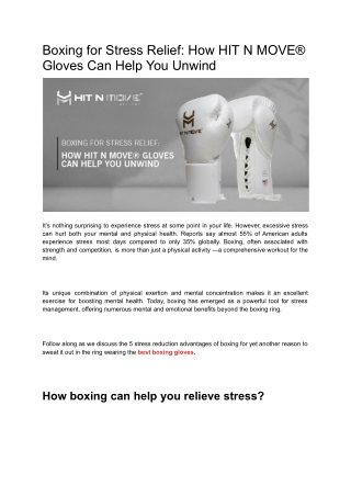 Boxing for Stress Relief_ How HIT N MOVE® Gloves Can Help You Unwind