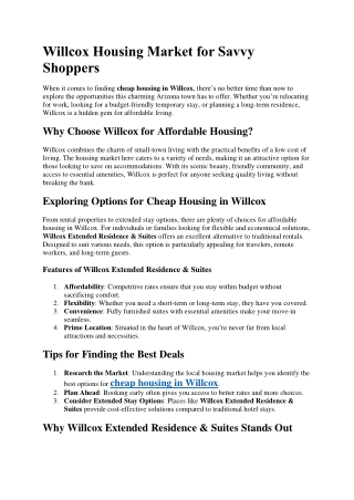 Willcox Housing Market for Savvy Shoppers