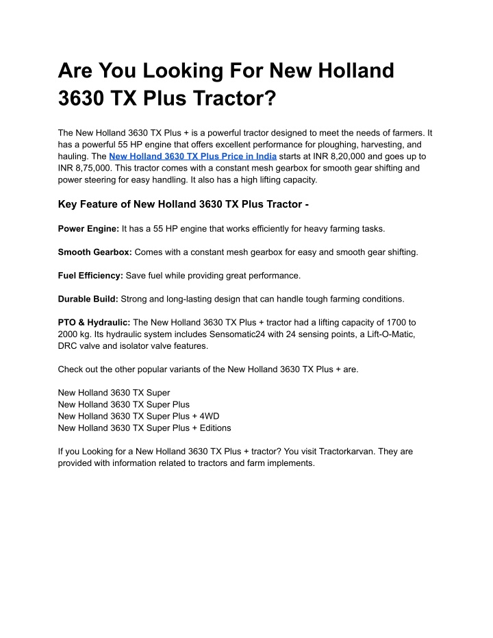 are you looking for new holland 3630 tx plus