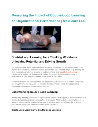 measuring the impact of double loop learning