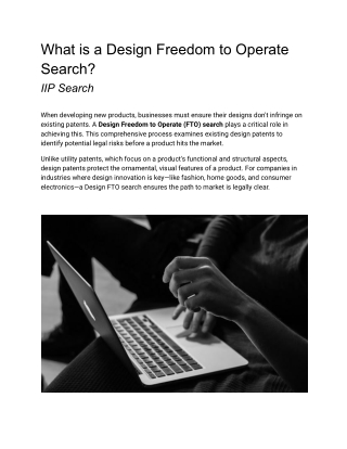 what is a design freedom to operate search
