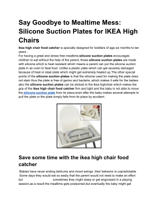Say Goodbye to Mealtime Mess_ Silicone Suction Plates for IKEA High Chairs