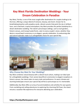 Key West Florida Destination Weddings - Your Dream Celebration in Paradise