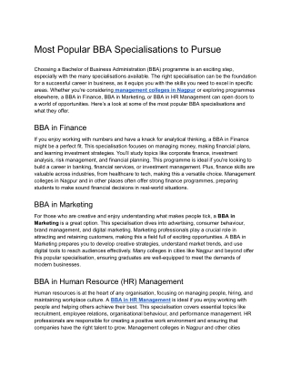 Most Popular BBA Specialisations to Pursue