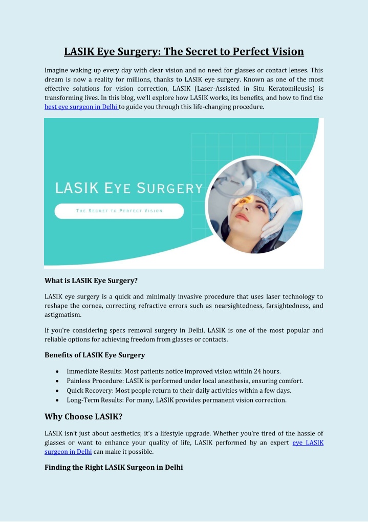 lasik eye surgery the secret to perfect vision