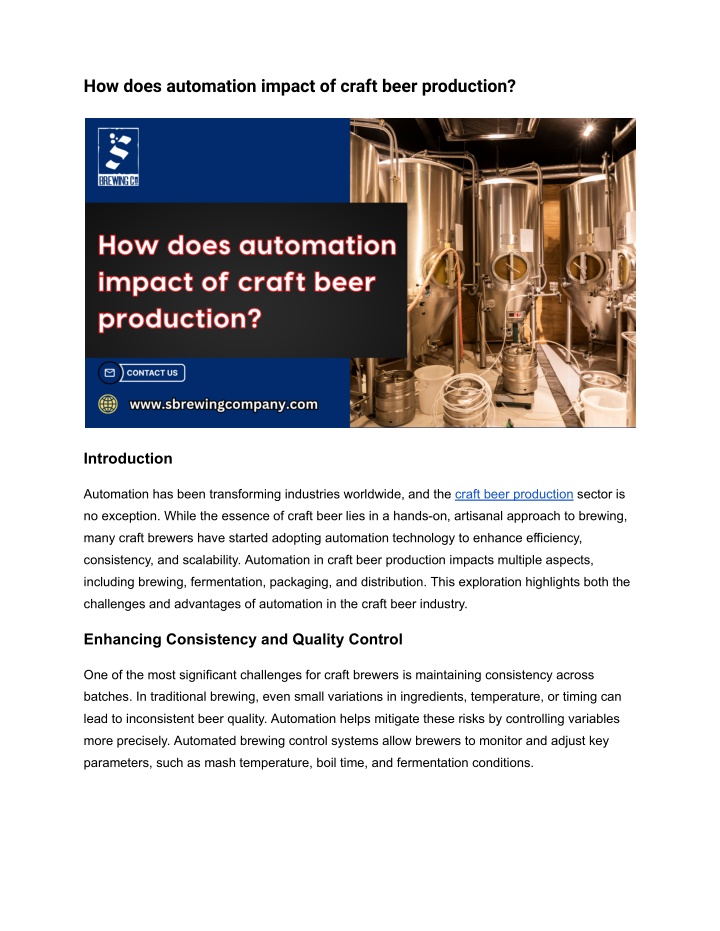 how does automation impact of craft beer