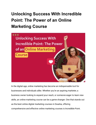 Unlocking Success With Incredible Point_ The Power of an Online Marketing Course