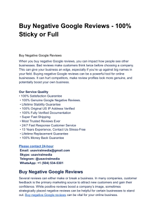 Buy Negative Google Reviews - 100% Sticky or Full