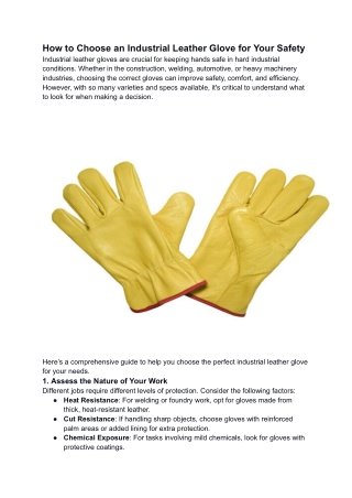 How to Choose an Industrial Leather Glove for Your Safety