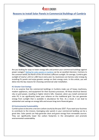 Solar Panels in Cumbria | Commercial Solar PV Solutions | Ember