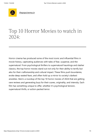 Top 10 Horror Movies to watch in 2024