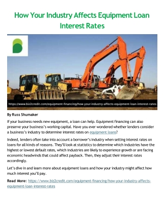 How Your Industry Affects Equipment Loan Interest Rates