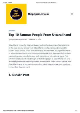 Top 10 Famous People From Uttarakhand
