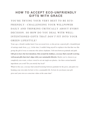 how to accept eco unfriendly gifts with grace