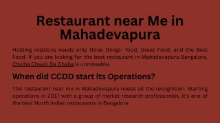 Restaurant near Me in Mahadevapura