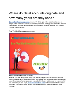 where do netel accounts originate and how many