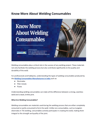 Know More About Welding Consumables