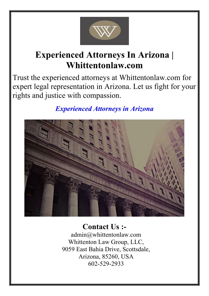 experienced attorneys in arizona whittentonlaw