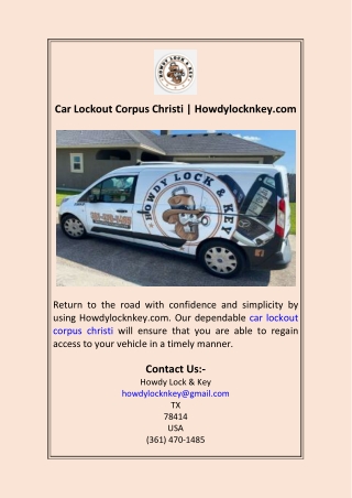 Car Lockout Corpus Christi  Howdylocknkey.com