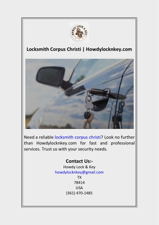 Locksmith Corpus Christi  Howdylocknkey.com