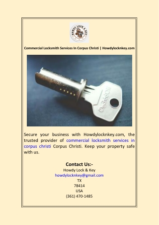 Commercial Locksmith Services In Corpus Christi  Howdylocknkey.com