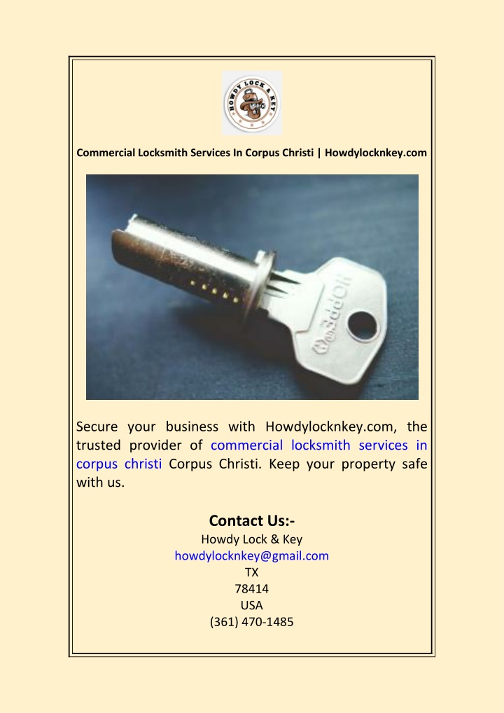 commercial locksmith services in corpus christi