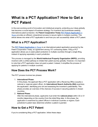 what is a pct application how to get a pct patent