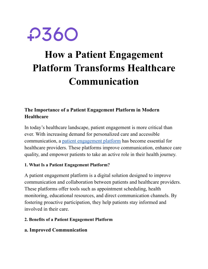 how a patient engagement platform transforms